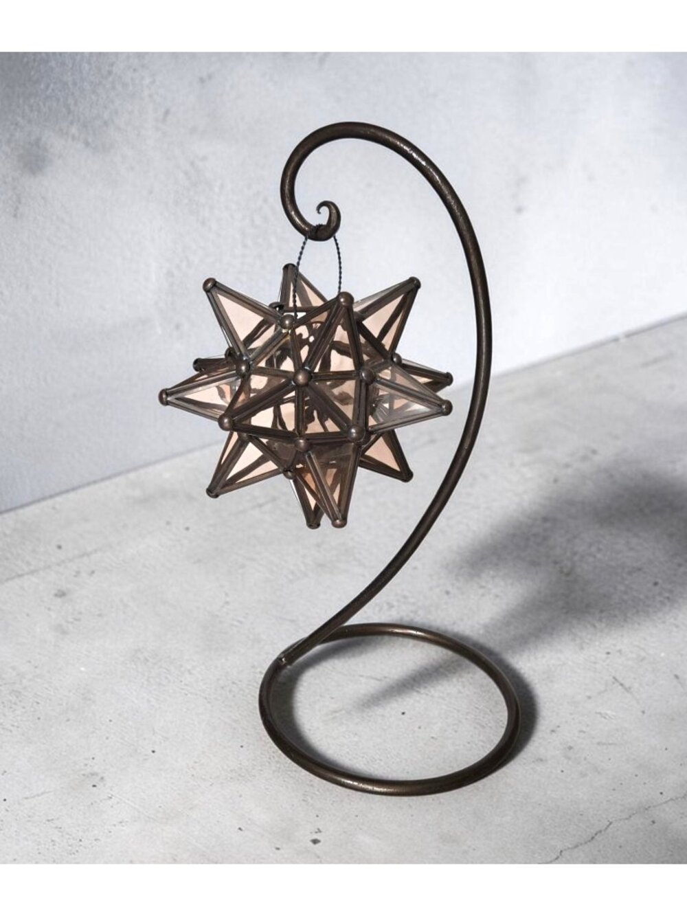 Viva Brand Moravian Star Lantern w/ Metal Stand - Bronze Frame & Pale Amber Glas